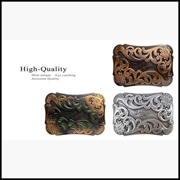 Zinc Western Floral Scroll Belt Buckle Fits 1-1/2\